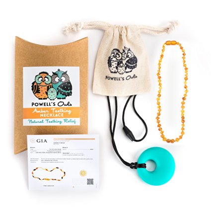 Baltic Amber Teething Necklace - Handmade in Lithuania - Lab-Tested Authentic - Comes with Silicone Teething Pendant (12.5 inches - Standard, Honey - Raw Unpolished)