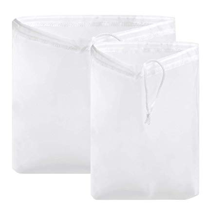 Homgaty 2X Nut Milk Bag,12"X12"Milk Filter Bag and 9"X12" Almond Milk Bag, Reusable fine mesh Strainer Bag for Fruit and Vegetable juices,Cottage Cheese, Yogurt Maker