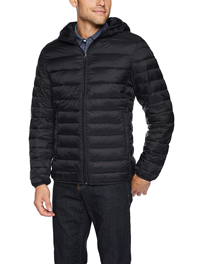 Amazon Essentials Men's Lightweight Water-Resistant Packable Hooded Puffer Jacket