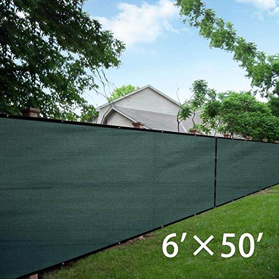 LOVE STORY 6'x50' Dark Green Fence Privacy Screen 88% Blockage Windscreen Mesh Fence Cover 200 GSM