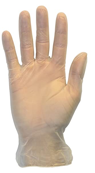 Disposable Vinyl Exam Gloves - Clear, Medical Grade, Powder Free, Latex Free, Lab Work, Plastic, Food, Cleaning, Wholesale Cheap, Size Medium (Box of 100)