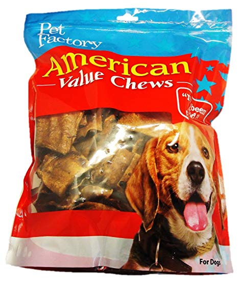 Pet Factory American Beef Hide Beef Flavored Chips Chews For Dogs, Medium/30 Oz