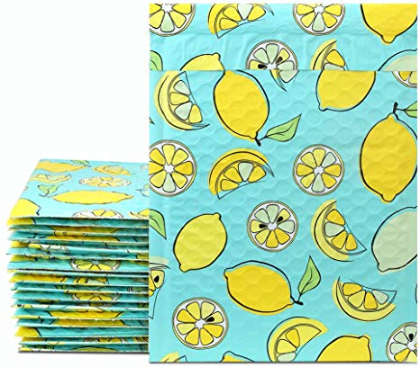 UCGOU 6x10 Inch Lemon Designer Poly Bubble Mailers Pack of 25Pcs Padded Envelopes Boutique Custom Bags