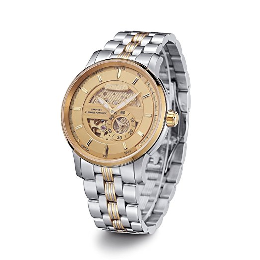 GNOTH Men's Automatic Mechanical Gold Stainless Steel Wrist Watch with Date Calendar