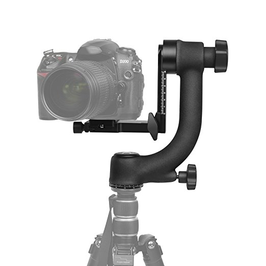 SHOOT 360 Degree Panoramic Gimbal Tripod Head with Arca-Swiss Standard 1/4'' Quick Release Plate Bubble Level for Digital SLR Camera
