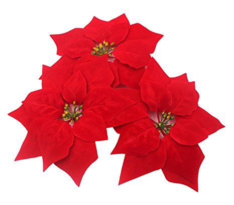 M2cbridge Pack of 24 Artificial Christmas Flowers Red Poinsettia Christmas Tree Ornaments Dia 8 Inch 2 Dozen