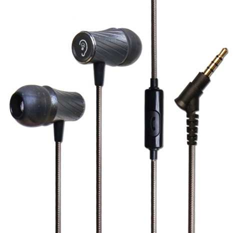 Tennmak Banjo Turbo Stereo Bass In Ear earphones Noise Cancelling Metal Headphones with Remote and Mic for iPhone and Android Smartphone (Black)