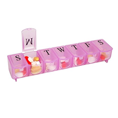 Apex 7-Day Ultra Bubble-Lok Pill Organizer (Large, Translucent Pink)