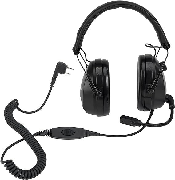 Retevis EHK012 Foldable Two Way Radio Headset with Mic,Noise Reduction,Volume Adjust,for Retevis RT22 RT68 RT21 H-777,Compatible with Baofeng UV-5R F8HP 5RM Walkie Talkie,2 Way Radio Headset(1 Pack)