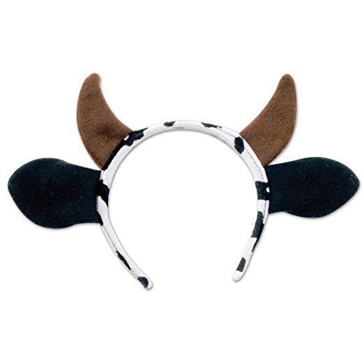 Beistle 60035 Cow Headband, One Size, White/Black/Brown