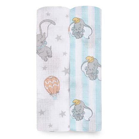 Aden by aden   anais Swaddle Blanket, Muslin Blankets for Girls & Boys, Baby Receiving Swaddles, Ideal Newborn Gifts, Unisex Infant Shower Items, Toddler Gift, Wearable Swaddling Set, 2 Pack, Dumbo