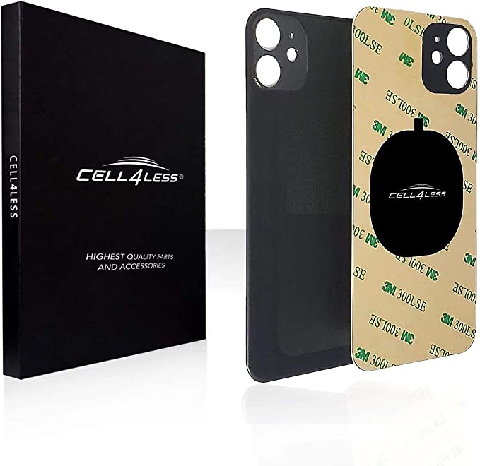 Cell4less Back Glass Compatible with The iPhone 11 Back Glass Replacement W/Full Body Adhesive, Removal Tool, and Wide Camera Hole for Quicker Installation NO Logo