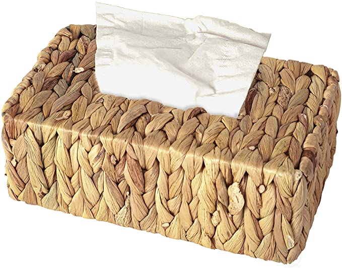 Vintiquewise QI003631.RC Water Hyacinth Wicker Rectangular Tissue Box Cover, Rectangle, Brown