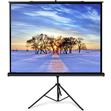 PERLESMITH Projector Screen with Stand - 100 Inch 4:3 Indoor Outdoor Height Adjustable Projection Screen - Premium Wrinkle-Free Foldable Screen W/Tripod - Easy to Clean, 1.2 Gain, 160° Viewing Angle