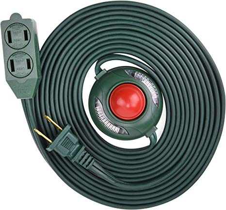 Electes 10 Feet 3 Outlet Extension Cord with Hand/Foot Switch and Light Indicator with Safety Twist-Lock, 16/2, Green, UL Listed (1)