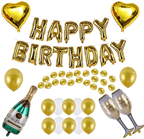 VANVENE Champagne Balloon Decoration Set with HAPPY BIRTHDAY Balloon for Birthday Party Supplies