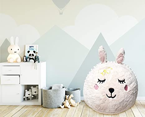 Beanbag For Kids: Soft And Comfortable Stuffed Bean Bag Chair For The Nursery, Cute Animal Design For Boys And Girls, Lux Plush Fabric, For Children Of All Ages 30’’ x 30’’ x 20’’ (Pink Bunny)