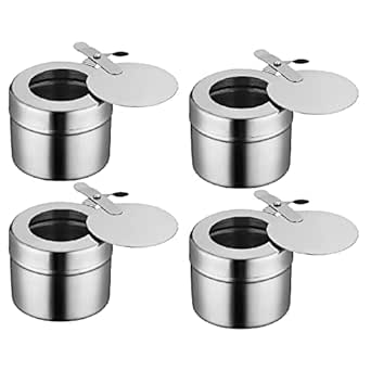 Fuel Holder for Chafer, 4PCS Stainless Steel Chafing Fuel Holder with Cover for Chafing Dishes, Buffet Barbecue Party Events