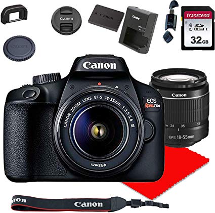 Canon EOS Rebel T100 DSLR Camera w/Canon EF-S 18-55mm F/3.5-5.6 III Zoom Lens   32GB Memory