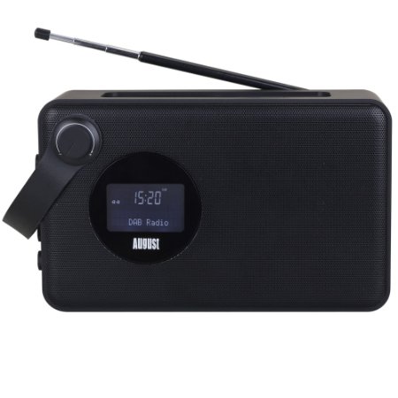 August MB415 - Portable DAB Clock Radio with NFC Bluetooth Speaker - Wireless Speaker for Bluetooth Devices and DAB/DAB / FM Radio Tuner - USB and SD Card Reader - Black