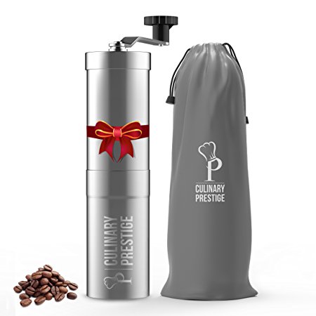 Premium Manual Coffee Grinder - Cutting-Edge Conical Ceramic Burr for Precision Brewing Every Time – Guaranteed Consistent Grind – Great for Travelling - Makes the Perfect Gift by Culinary Prestig