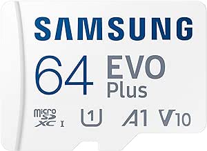 SAMSUNG EVO Plus microSD Memory Card   Adapter, 64GB microSDXC, Speeds Up to 160 MB/s, UHS-I, C10, U1, V10, A1, Upgrade Storage for Phones, Tablets, Gaming Consoles, DSLR Cameras, PCs, MB-MC64SA/AM