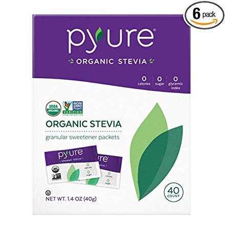 Organic Stevia Packets, Natural Sweetener, 0 Calorie, 40 Count (Pack of 6)