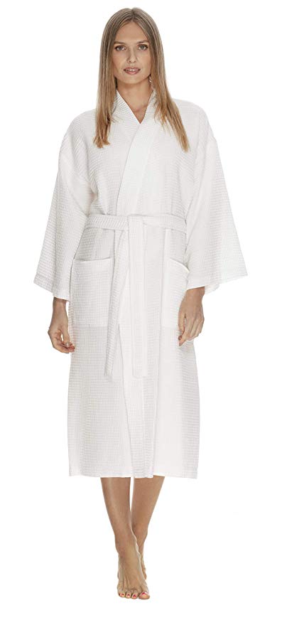 Boca Terry Womens Robe, Lightweight Waffle Kimono Bathrobe - Medium Large, XXL, XXXXL