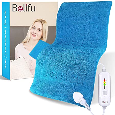 Belifu Large Electric Heating Pad for Back Pain Relief with Auto Shut Off, 12"x24" Warm Menstrual Period Cramps Neck Shoulders Arthritis Sciatica Lumbar Knee Body Portable Weighted Plug in Heated Pad