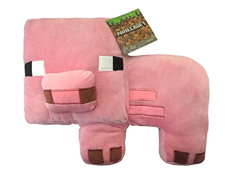 Mojang Minecraft Plush Stuffed Pig Pillow Buddy - Kids Super Soft Polyester Microfiber, 16 inch (Official Product)