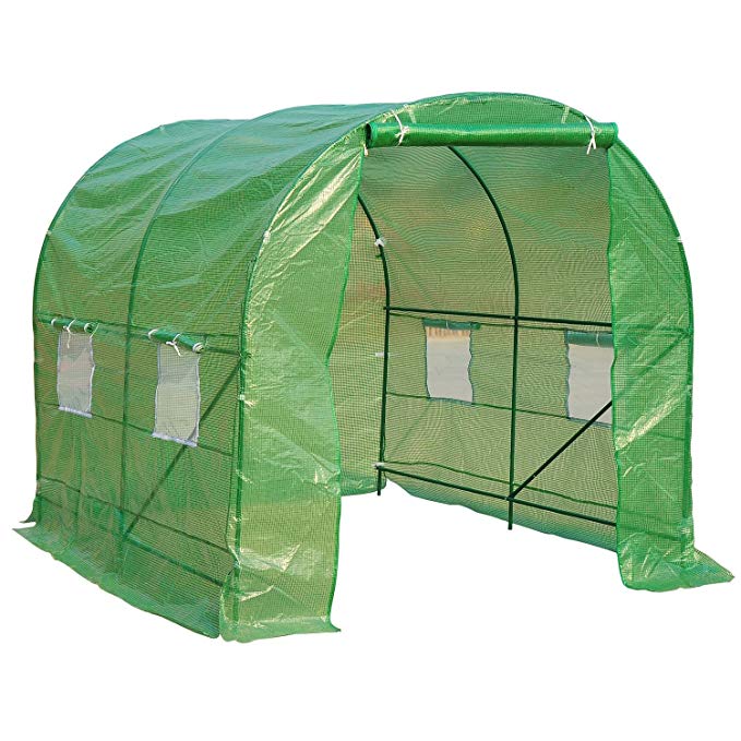 Outsunny Polytunnel Walk-In Greenhouse Poly Tunnel Green House Galvanized Rust Steel Frame New Style 2.5m x 2m x 2m