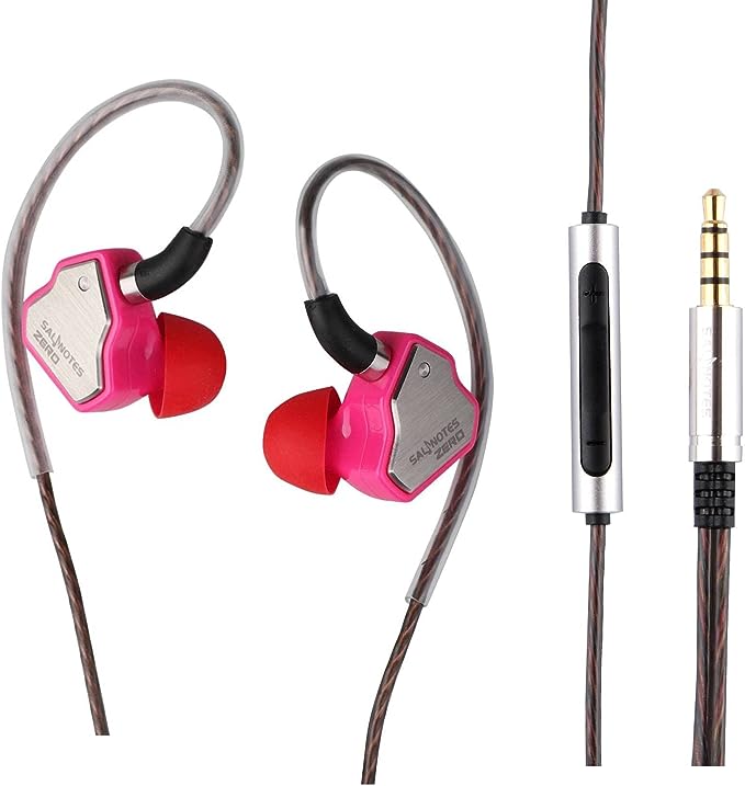 Linsoul 7Hz Salnotes Zero HiFi 10mm Dynamic Driver in-Ear Earphone IEM with Metal Composite Diaphragm Stainless Steel Faceplate Detachable 2Pin OFC Cable (Rose, with Mic, 3.5mm)