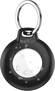 Belkin Waterproof Apple AirTag Secure Holder with Key Ring, Durable Scratch-Resistant AirTag Case, Protective AirTag Keychain Accessory for Keys, Pets, Luggage, Backpacks, and More - Black