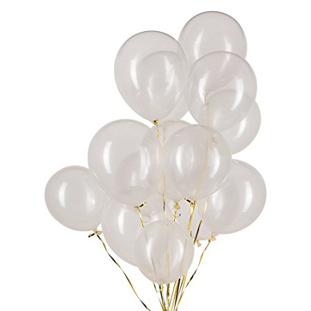 MOWO 12" Clear Latex Balloons 100 Per Unit for BIRTHDAY/PARTY Decoration (Thick -Each balloon is 3.2g)