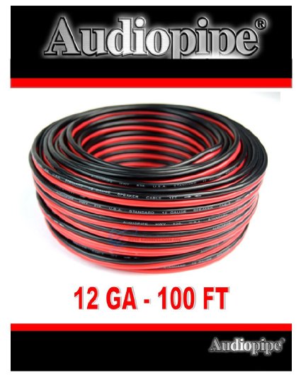 100 feet 12 GA Gauge Red Black Stranded 2 Conductor Speaker Wire Car Home Audio