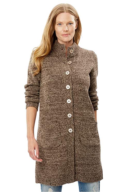 Woman Within Plus Size Marled Sweater Jacket