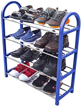 Sorbus® Kid’s Shoe Rack Junior Organizer Storage – 4 Levels for Shoes– Easy to Assemble – No Tools Required (Blue)