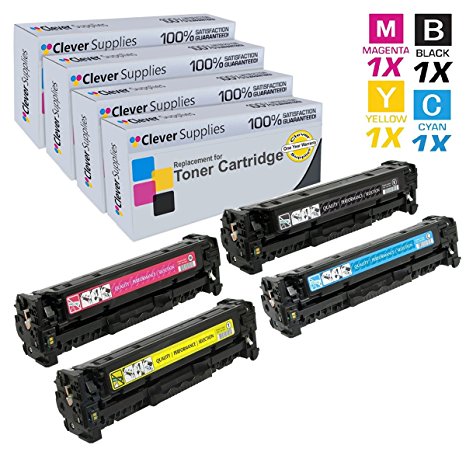 Clever Supplies Compatible for HP PRO 400 COLOR M451DN (CE410A, CE411A, CE412A, CE413A), HP 305A, LASERJET PRO 300 M375NW, M451, M451DN, M451DW, M451NW, M475, M475DW Toner Cartridges 4 Color Set
