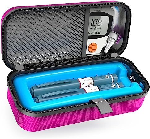 SHBC Insulin Pen Carrying Case Portable Medical Cooler Bag for Diabetes with Protective Ice Brick - Convenient to Changing Needles with Each Injection Hot Pink