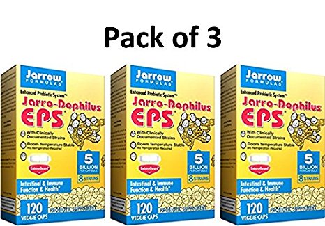 Jarrow Formulas Jarro-Dophilus EPS, Supports Intestinal Function and Health, 120 Veggie Capsules (Pack of 3) …