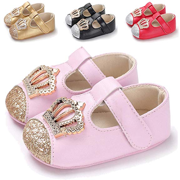 Baby Girls Mary Jane Flats Non-Slip Toddler Infant First Walkers Princess Dress Shoes