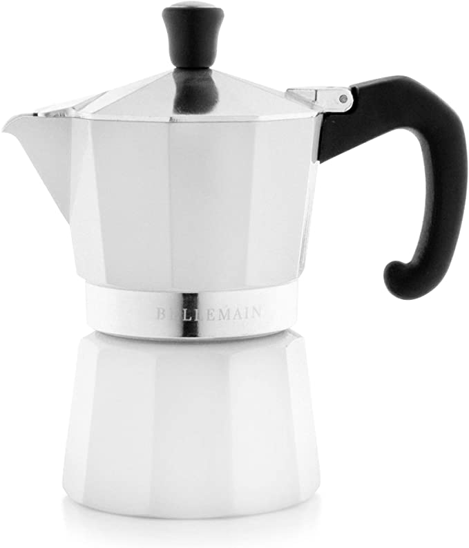 Bellemain Stovetop Espresso Maker Moka Pot (White, 3 Cup)