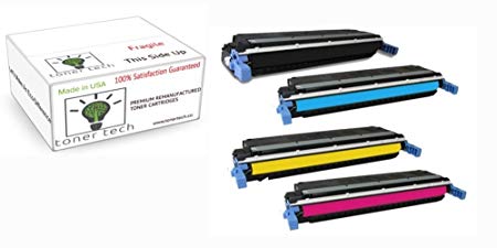 Toner Tech- High Yield Remanufactured OEM Toner Cartridge Replacement (C9730, C9731, C9732, C9733) for HP 645A/HP 5500 (Complete Set)