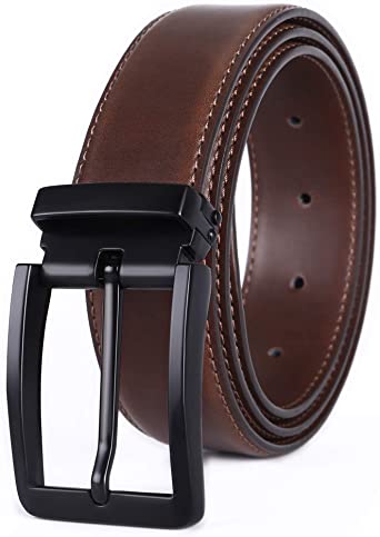 Weifert Men's Dress Belt Black Leather Belts for Jeans