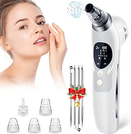 Blackhead Remover Pore Vacuum Skin Care Cleaner Facial Comedone Extractor Electric USB Rechargeable Whitehead Face Cleaning Tools Pimple Suctioner Kit with 5 Probes for Women & Men Facial Skin Clean