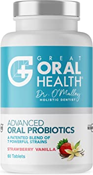 Chewable Oral Probiotics for Mouth — Bad Breath Treatment Supplement - Oral Care Tablet with BLIS K12 M18 — Dentist Formulated 60 Lozenge Strawberry Vanilla Flavor eBook Included