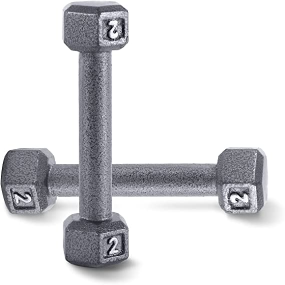 WF Athletic Supply Cast Iron Solid Hexagon Gray Dumbbells, Strength Training Free Weights Set of 2 for Women and Men, Hand Weights Sold by Pairs, from 1 to 120 LBS, Multi-Select Size Options Available