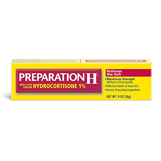 Preparation H (0.9 Ounce, 1 Tube per Box) Anti-Itch Hemorrhoid Treatment Cream with Hydrocortisone 1%, Maximum Strength Relief, Tube