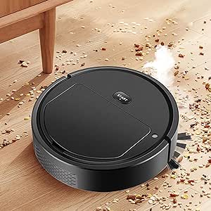 Robot Vacuum Cleaner with Humidifier Spray, Household Intelligent Robotic Sweeper, 2 in 1 Humidifier Vacuum Sweeping Machine for Pet Hair, All Floors, Carpets (Black)