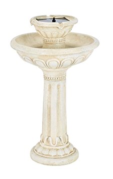 Smart Solar 34251RM1 Antique White Stone Kensington Gardens 2-Tier Solar-On-Demand Fountain With Patented Underwater Integral Solar Pump and Pump System, Requires No Wiring or Operating Costs